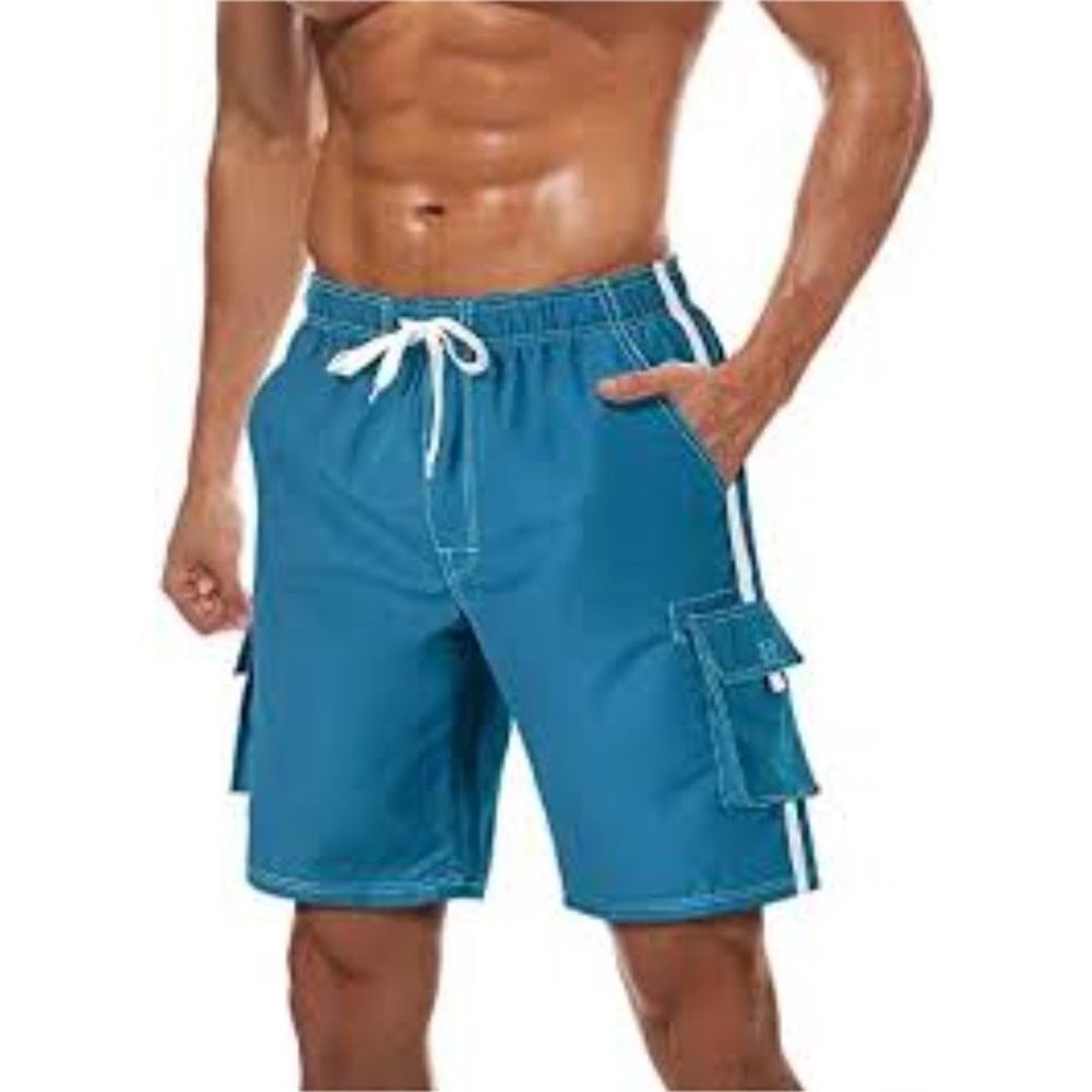 Kanu Surf Men's Blue Barracuda Drawstring Swim Board Shorts Size Large